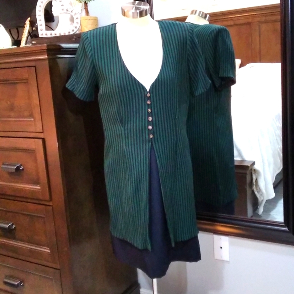 DBY Green Black Striped Women's Dress